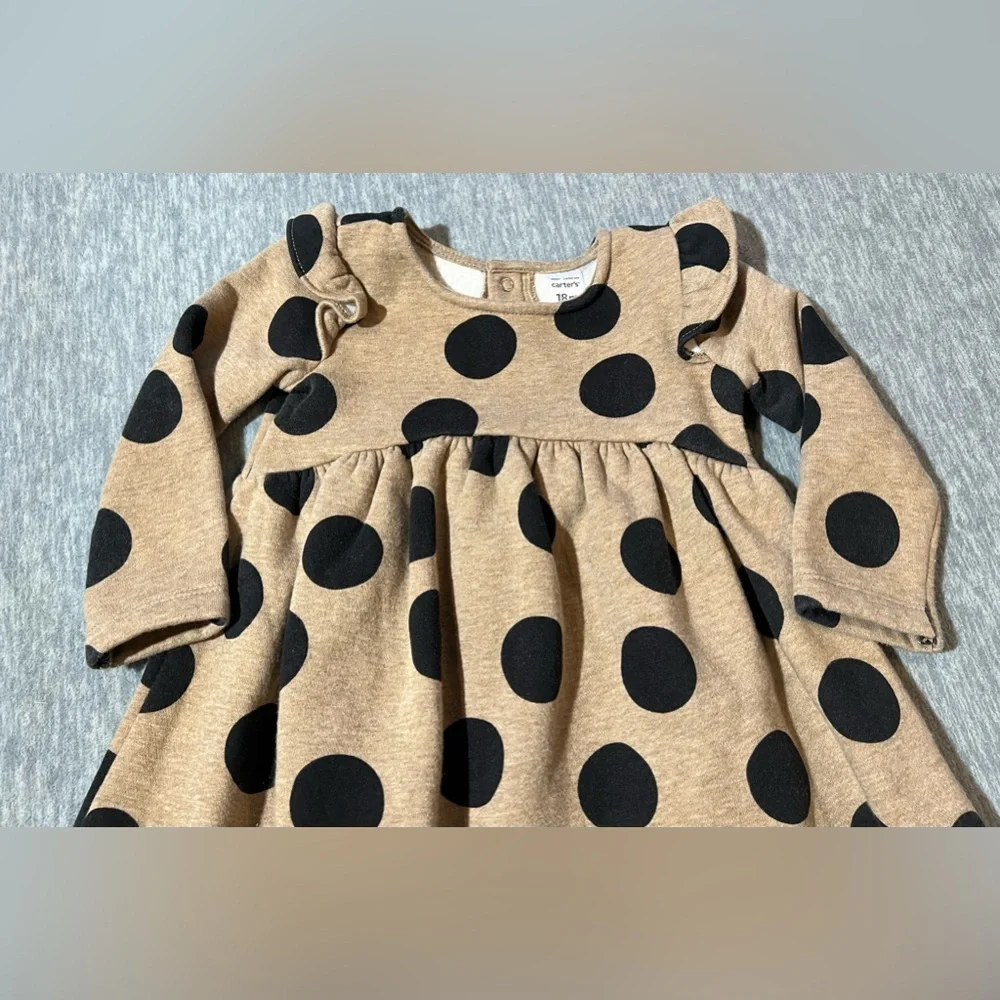 Carter’s fleece lined polkadot dress long sleeve girls‎ kids baby 18 months soft